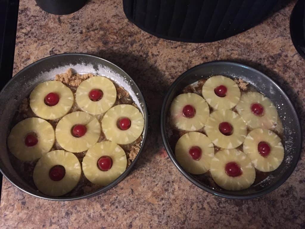 Pineapple and Cherries in Cake Pans