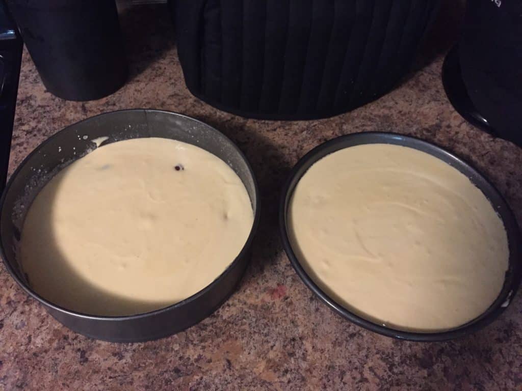 Cake Batter in Cake Pans