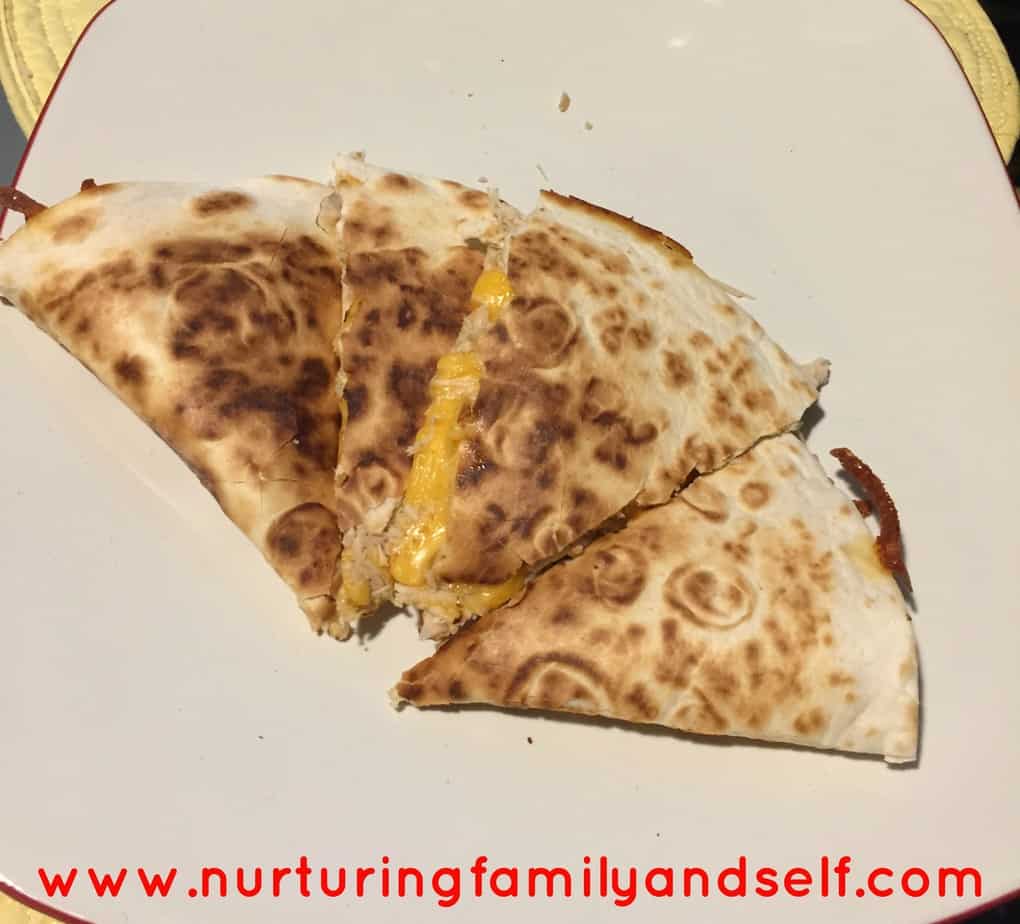 Quesadilla with Shredded Chicken and Cheese