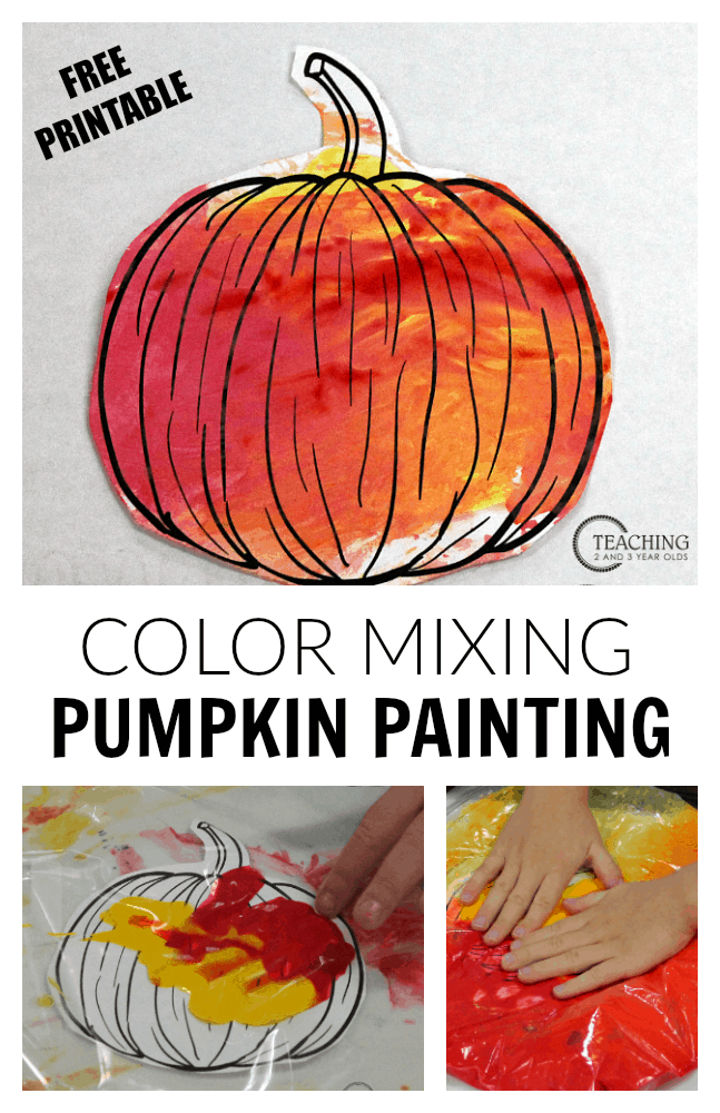 Color Mixing Pumpking Painting - Teaching 2 and 3 Year Olds