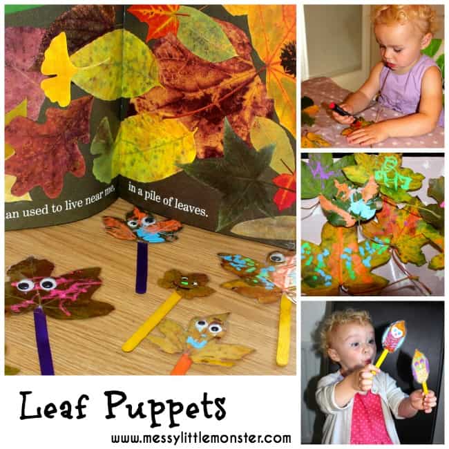 leaf puppets craft for kids messy little monster