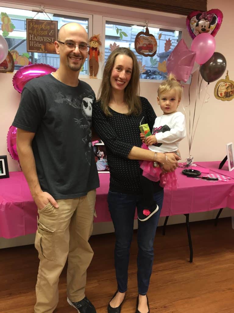 Family Picture at Minnie Mouse Themed Birthday Party