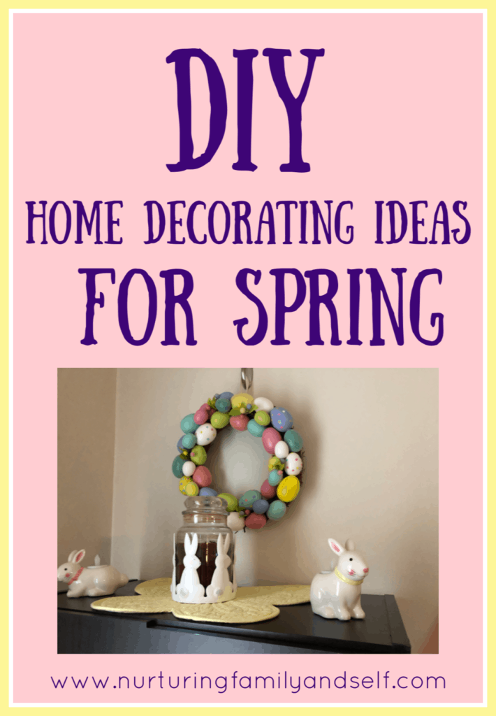 Decorating your home for spring does not need to cost a fortune or take a lot of time. These DIY home decorating ideas for spring are simple and inexpensive. These DIY home decorating ideas will add pops of springtime color throughout your home. From bunnies to flowers and plastic eggs, these simple spring home decor ideas will put signs of spring in all areas of your home.