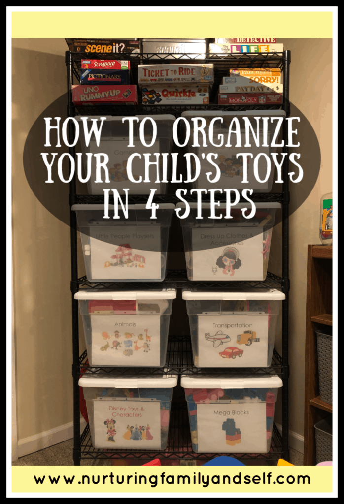 These four steps will help your family manage the toy clutter and create an organized system for controlling the toys. 