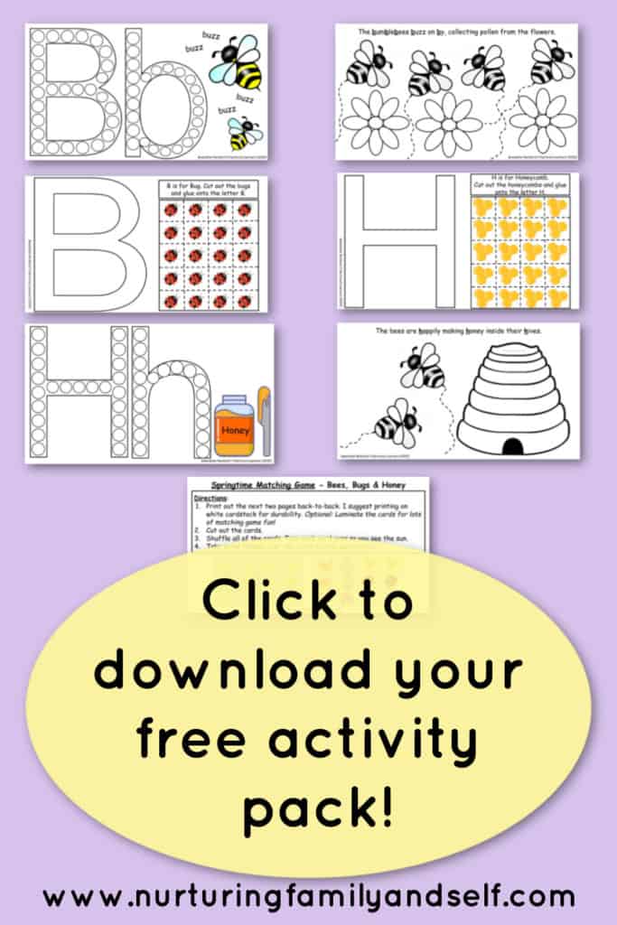 Your preschooler will learn about bees, bugs and honey while completing the hands-on letter recognition and vocabulary building activities in this pack!