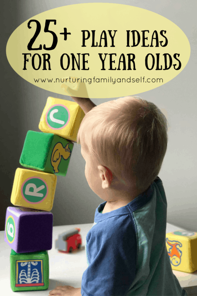 25+ play ideas that support the development and increase the growing skills of one year olds. These play ideas for one year olds are easy to set up and fun.