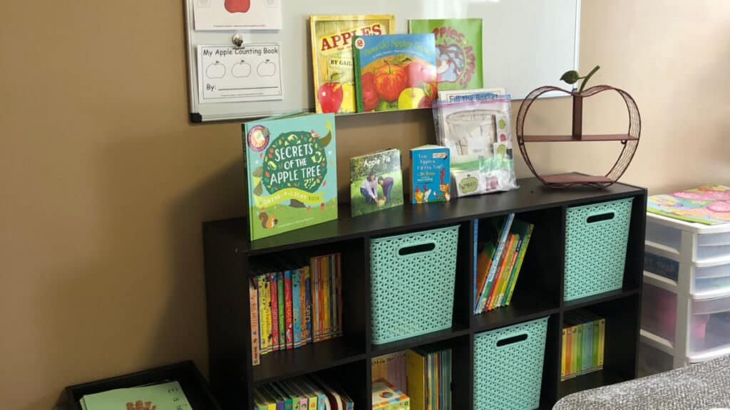 We transformed our dining room into a space for learning and creating together. We now spend most of our days in the activity room between arts & crafts projects and at-home preschool. All of our learning and project supplies are in this space, making it easy to access.