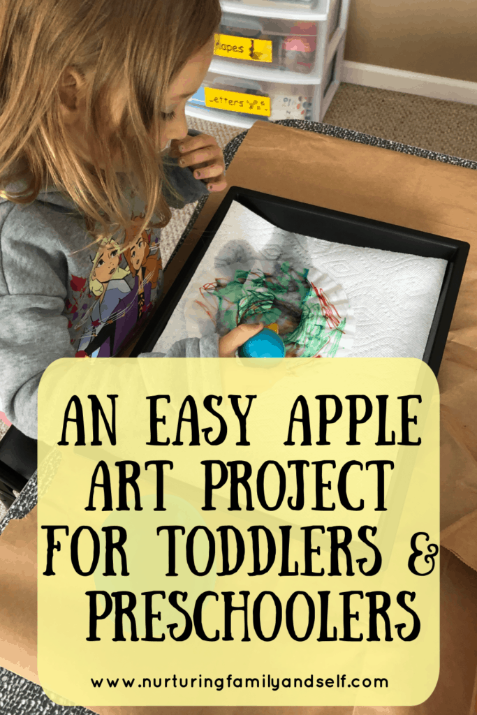 Engage your preschooler in this easy apple art project perfect for apple-themed learning. Build fine motor skills, talk about the parts of an apple and colors of apples. Decorate your home with the finished product. 