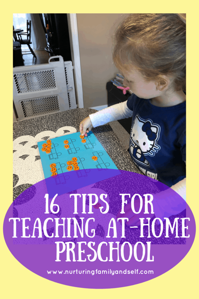 Teaching preschool at home can be rewarding and challenging. Here are 16 tips for teaching your preschooler at home to help overcome those challenges and make your at-home teaching experience a rewarding one for you and your child. 