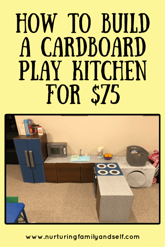 A cardboard play kitchen is simple and inexpensive to build. It offers lots of storage space and nice-sized appliances. This DIY cardboard play kitchen will engage your toddlers and preschoolers in hours of pretend play. 