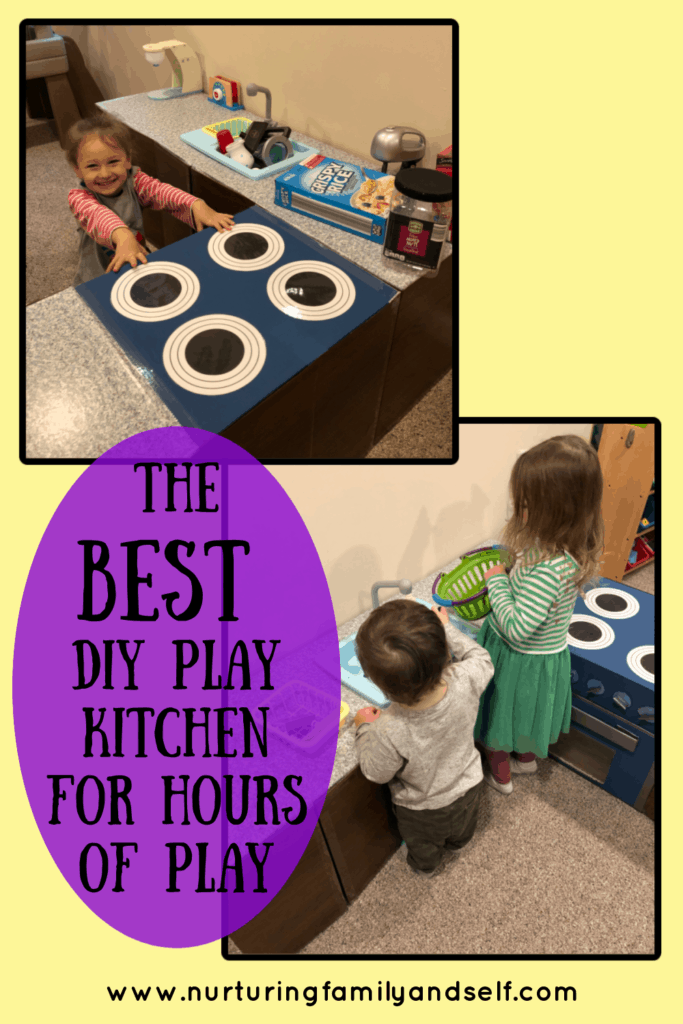 A cardboard play kitchen is simple and inexpensive to build. It offers lots of storage space and nice-sized appliances. This DIY cardboard play kitchen will engage your toddlers and preschoolers in hours of pretend play. 