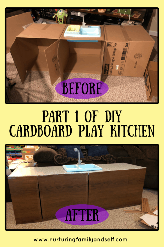 A cardboard play kitchen is simple and inexpensive to build. It offers lots of storage space and nice-sized appliances. This DIY cardboard play kitchen will engage your toddlers and preschoolers in hours of pretend play. 