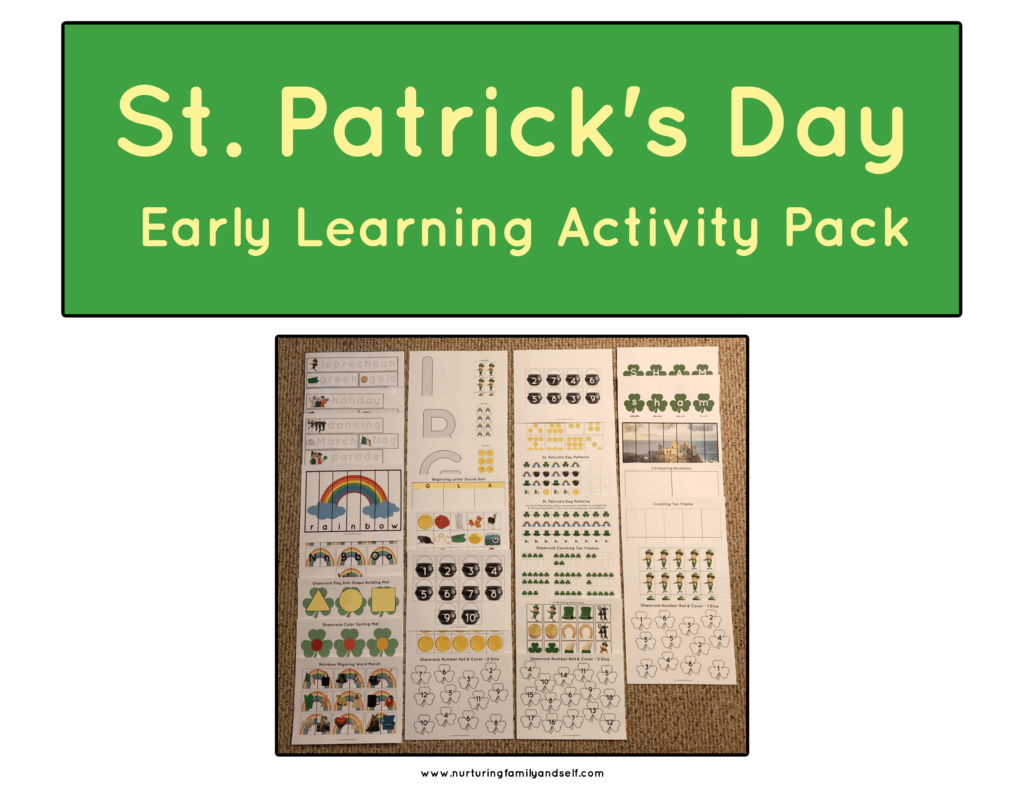 The St. Patrick's Day Early Learning Activity Pack is perfect for learning about St. Patrick's Day while building math and pre-reading skills. This early learning activity pack focuses on letters, numbers, counting, shapes, colors, and vocabulary. It includes lots of hands-on learning for your child(ren) or students.