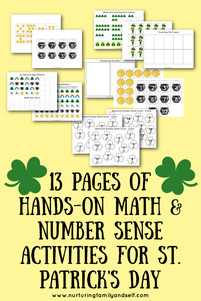 The St. Patrick's Day Early Learning Activity Pack is perfect for learning about St. Patrick's Day while building math and pre-reading skills. This early learning activity pack focuses on letters, numbers, counting, shapes, colors, and vocabulary. It includes lots of hands-on learning for your child(ren) or students.