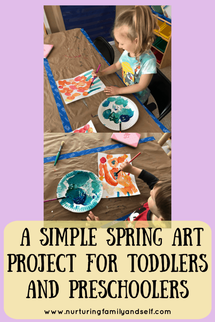 A step by step tutorial for painting a flower garden with toddlers and preschoolers as a gift for someone special in their life. Framed artwork created by your child(ren) is an easy and inexpensive gift idea for birthdays and special holidays like Mother's Day and Father's Day. 