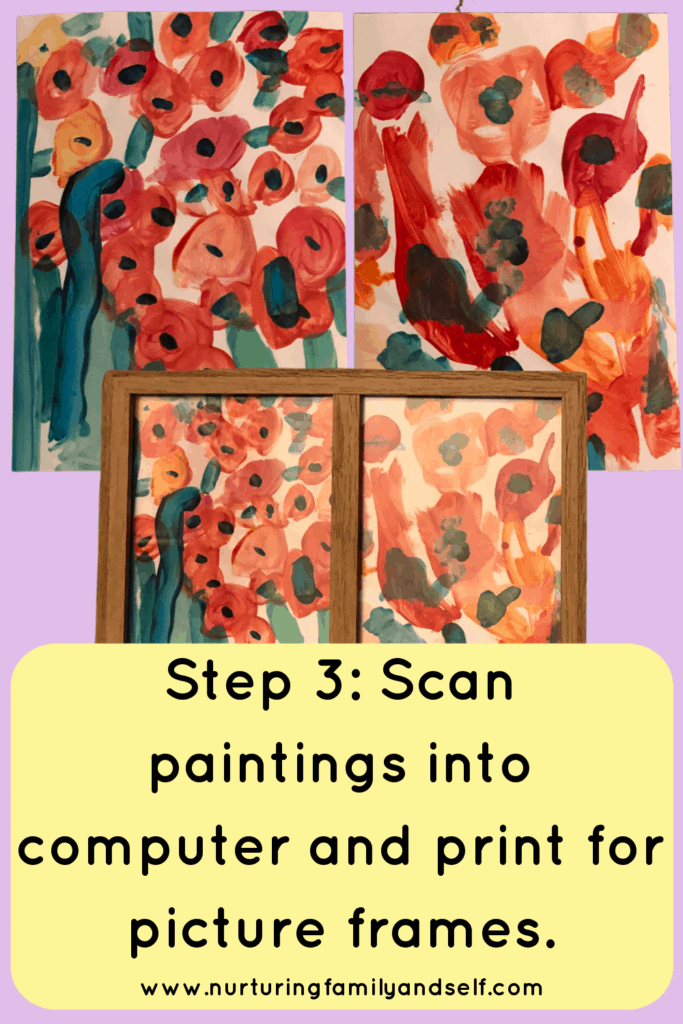 A step by step tutorial for painting a flower garden with toddlers and preschoolers as a gift for someone special in their life. Framed artwork created by your child(ren) is an easy and inexpensive gift idea for birthdays and special holidays like Mother's Day and Father's Day. 