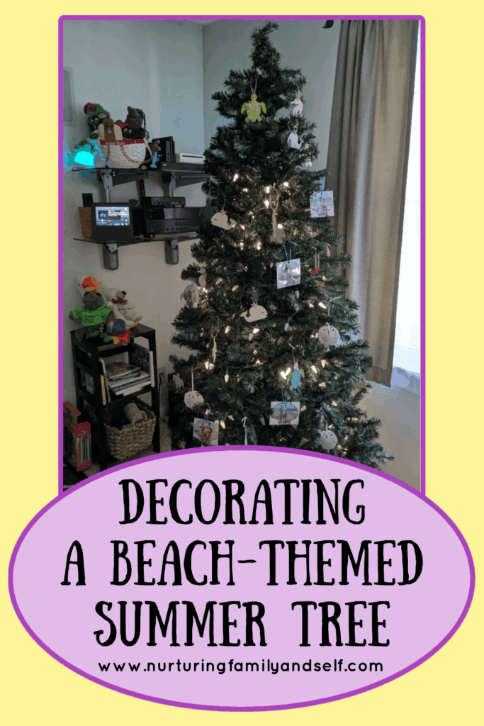 Seashell and ocean animal ornaments are easy ways to create a beach-themed tree for the summer.