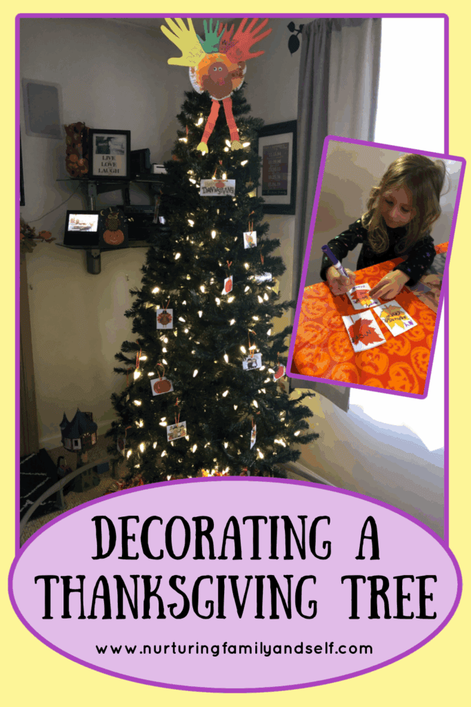 Pumpkins and leaves are the perfect way to decorate your tree for Thanksgiving.