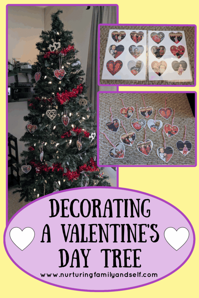 Hearts and red garland are easy ways to decorate your tree for Valentine's Day.