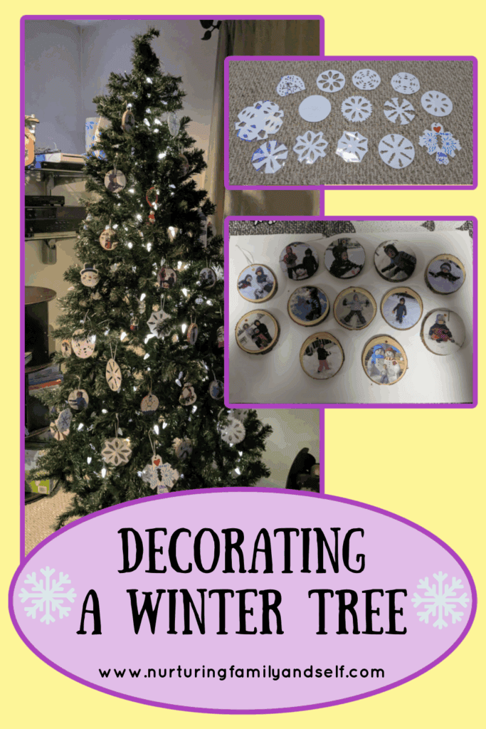 Snowflakes and snowmen are simple ways to decorate your tree for winter.